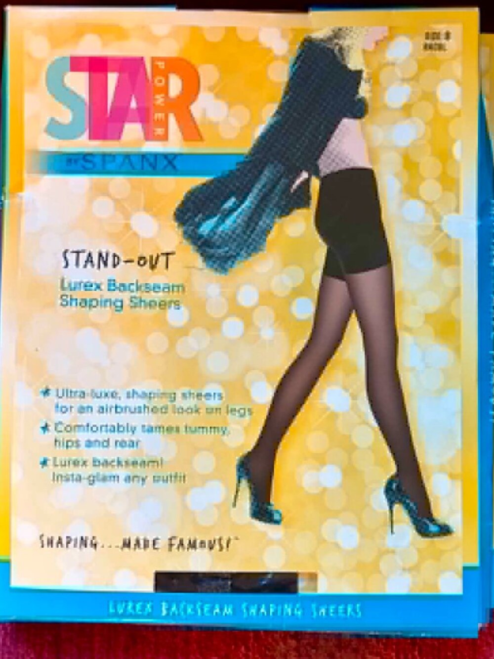 NIB STAR Power by SPANX Stand-Out Lurex Backseam Shaping Sheers in Black Size B